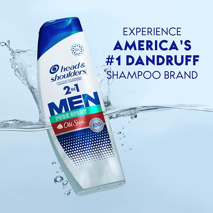 Head & Shoulders Mens Anti-Dandruff Shampoo and Conditioner with 1% Pyrithione Zinc, Old Spice Pure Sport Men's 2-in-1 Twin Pack, Shampoo for Men, 31.4 fl oz Each