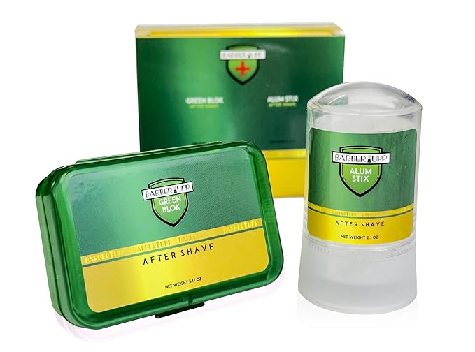 Natural Alum Block Aftershave Care - 3.5 oz / 100g, Shaving Essential for Men - Skin Soothing Styptic Green Blok - Prevents Razor Nicks - Post Shave with Portable Travel Case – Combo Pack