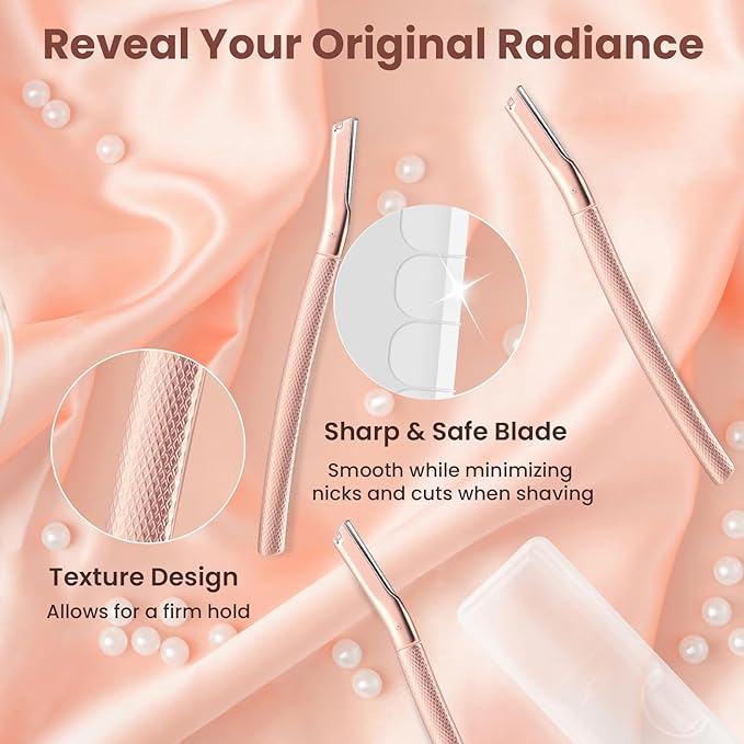 AIBRIT PRO Dermaplaning Tool for Face, Dermaplane Razor for Peach Fuzz with Metal Grip, Professional Eyebrow Razor for Women, Facial Razor for Women Silver (12 Replaceable Blades)