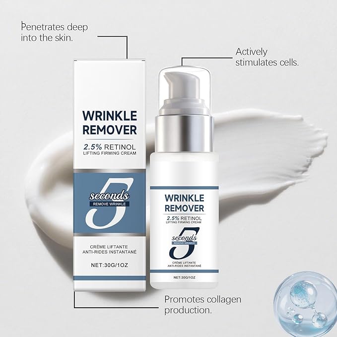Anti-Aging Face Cream 5 Seconds Instant Anti Wrinkle Face Cream for Tightening and Firming Retinol Face Moisturizer Reduces Wrinkles, Fine Lines for Women and Men, 2Pack