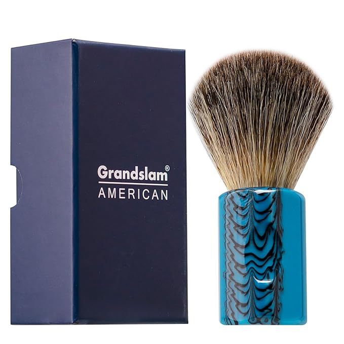 Grandslam Shaving Brush with Synthetic Hair, Cruelty-Free Shaving Cream Brush for Men, 100% Solid Resin Handle, Gently Exfoliates The Skin, 24mm Knot
