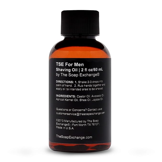 TSE for Men Pre-Shave Oil - Unscented Fragrance Free - Hand Crafted 2 fl oz / 60 ml Ultra Glide, Premium Lubricating, Natural Ingredients, For Face or Head, Made in the USA.