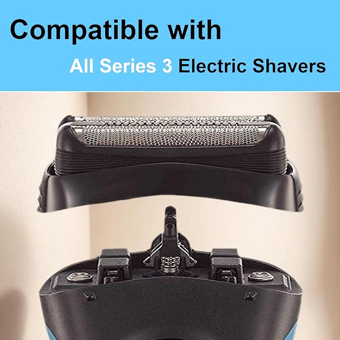 Series 3 32B Foil & Cutter Replacement Head for Braun Electric Shaver, Compatible with Models 3000s 3010s 3020s 3030s 3040s 3050cc 3070cc 3080s 3090cc 320 330 340 350cc Series 3 Foil Shaver (2 Count)