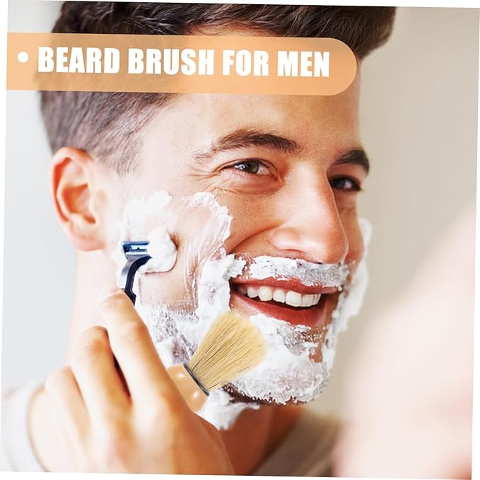 Portable Multi-use Beard Brush with Boar Bristles for Men Shaving Brush for Soap Durable Wooden Handle for Beard Styling and Cleaning