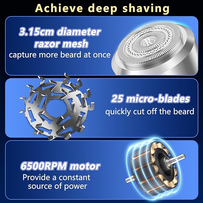 Mini Electric Razor,Aluminum Alloy Body,3D Floating Shaver Head,Type-C Charging,use for 45 Days,IPX7 Waterproof,Mini Portable Shaver,Travel Razor,Mini Shaver,Suitable for Home,Car,Trave