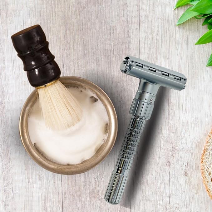 GENTS Men’s Classic Chrome Adjustable Butterfly Open Double Edge Safety Razor, Smooth Shave with 20 Premium Sharp Blades