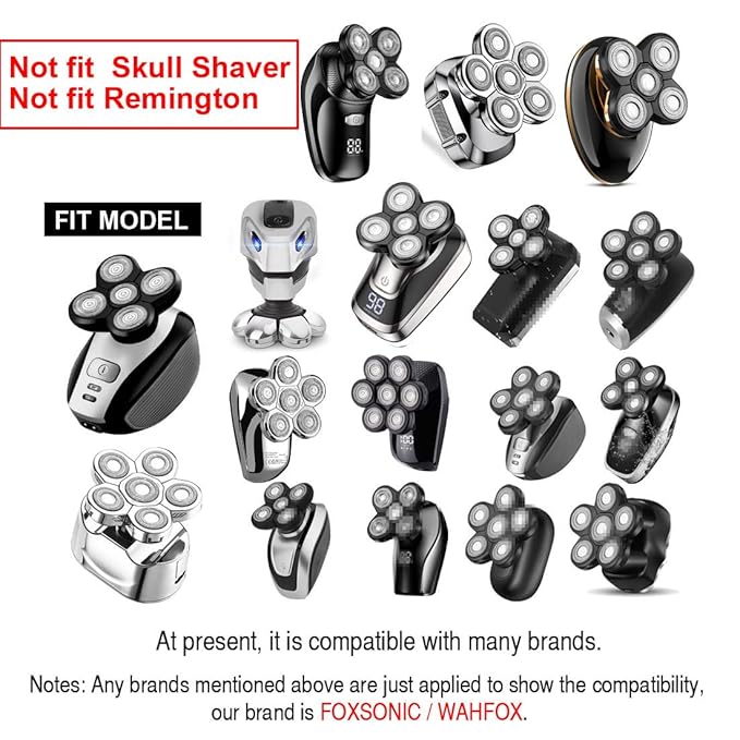 Universal Magnetic 7 Blades Head Shaver Replacement Blades Compatible with Wyklaus SHPAVVER Head Shaver and Other Brands Head Shaver (CX7 BLACK)