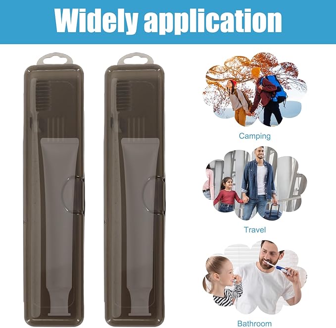 4 PCS Toothbrush Travel Case, Travel Toothbrush Holder, Portable Closed Teethbrush Holders Travel for Traveling, Bathroom, Camping, Business Trip (Gray)