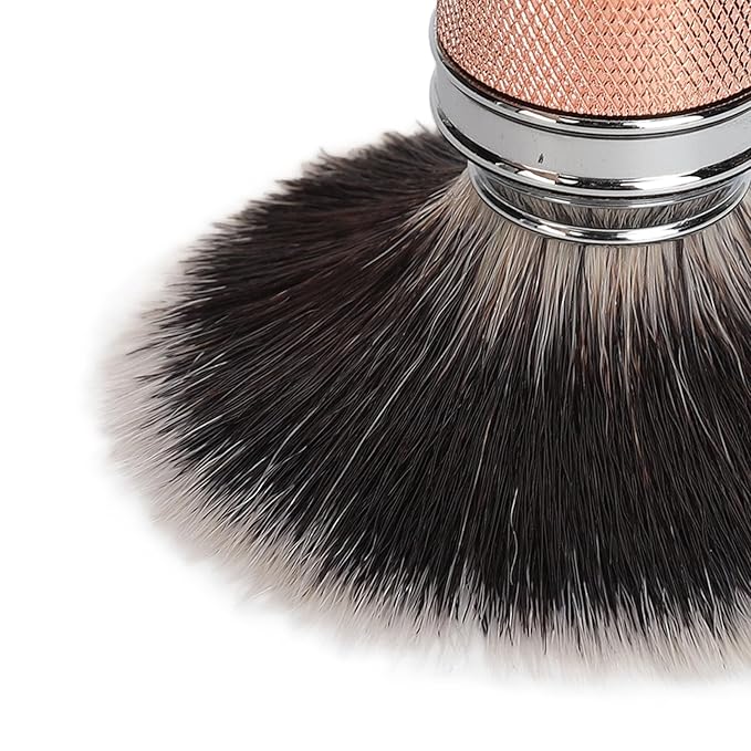 Shaving Brush Set for Men, Nylon Hair Salon Shave Brush, Shaving Brush for Safety Double Straight or Shaving (Rose Gold)
