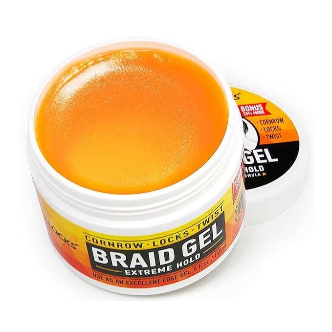 AllDay Locks Braid Gel (5 oz) | Extreme Hold, High Shine | Frizz & Flake-Free Edge Control | Tea Tree, Lavender, Peppermint Oil | Slick & Style Braids, Locks, Twists, Cornrows | 5 oz