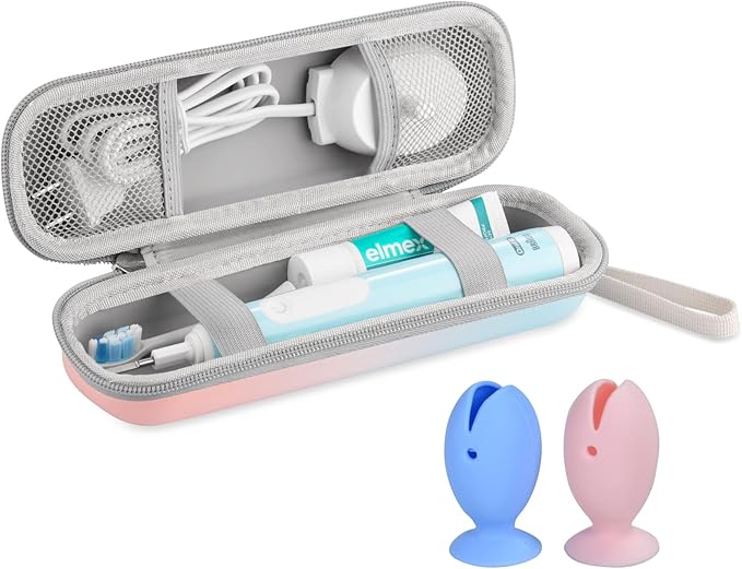 Toothbrush Travel Case for Oral B/Oral-B Pro 1000 1500 5000 7000 7500 9600/ Philips Sonicare 4100 5100 6100 5300 Electric Toothbrush, Portable Hard Protective Storage Bag (Gradient Case and 2 Caps)