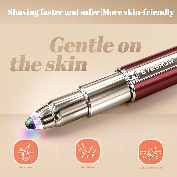 Precision Eyebrow Trimmer for Women 2-in-1 Electric Razor for Flawless Brows & Nose Hair, Portable Waterproof Eye Brow Razors, Painless Grooming Tool, Rechargeable & USB Charging, Red
