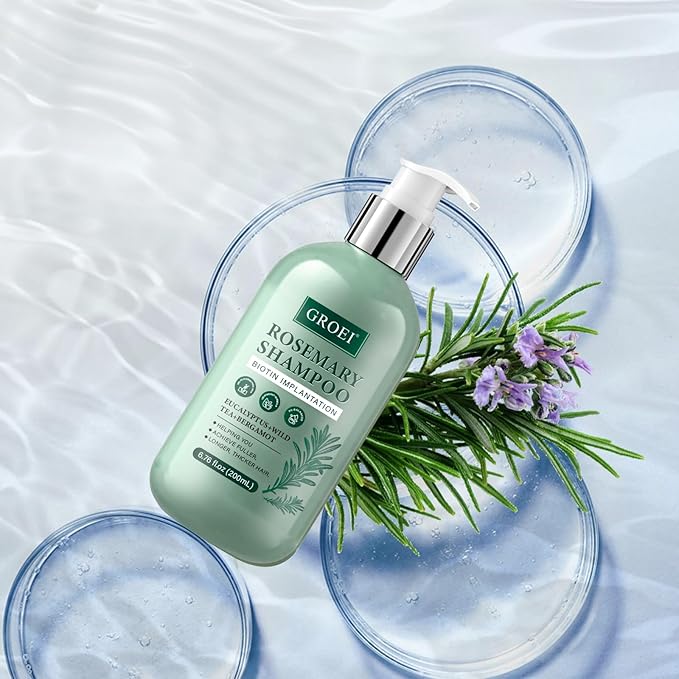 2pcs Rosemary Shampoo for Hair Growth — Deep-Clean Lather with Dimethicone for Smoothness, Lightweight Formula for Fine or Flat Hair