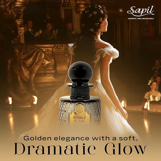Sapil Royale Flair Eau de Parfum – Long Lasting Unisex Spicy Oud Perfume | Saffron, Amber & Oud Notes | Bold Luxurious Signature Fragrance | 3.4 oz / 100ml