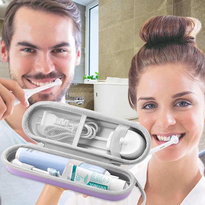 Toothbrush Travel Case for Oral B/Oral-B Pro 1000 1500 5000 7000 & Philips Sonicare 4100 1100 5300 5100 6100/iO Electric Toothbrush, Hard Protective Storage Bag (Light purple)