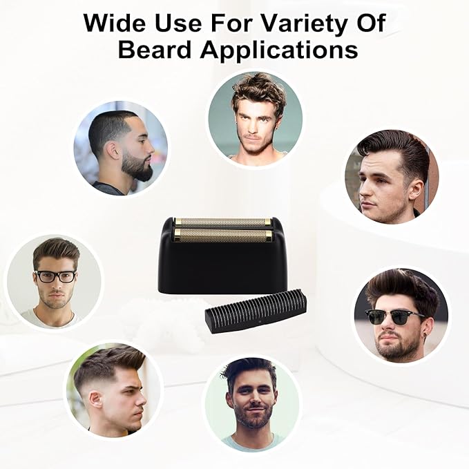 Replacement Foil and Cutter Head - Compatible with Baby*liss Foil Shaver，Double Foil Shaver Replacement Head, Compatible with BaBy*lissPRO trimmer Barberology FXFS2 Electric Razors(Black)