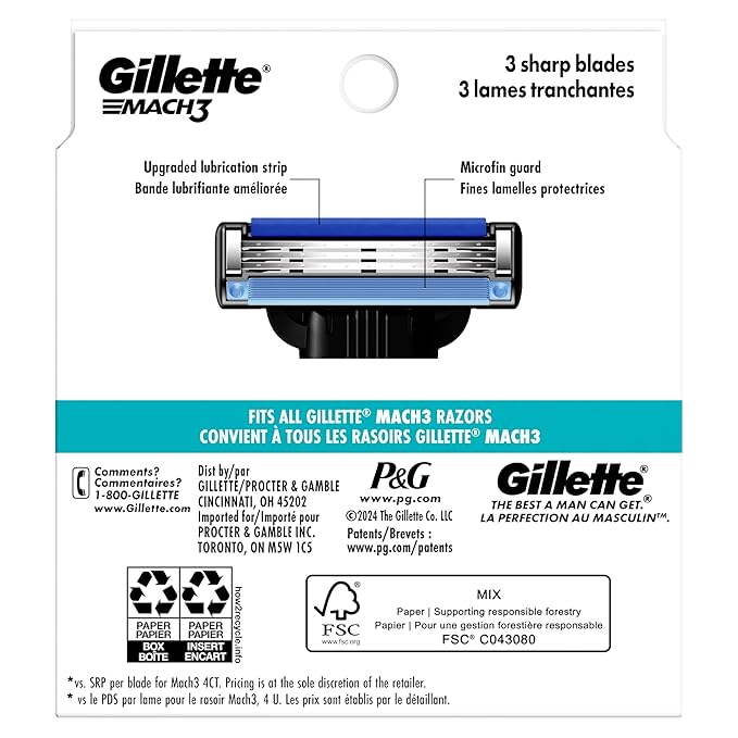 Mach3 Razor Refills for Men, 15 Razor Blade Refills