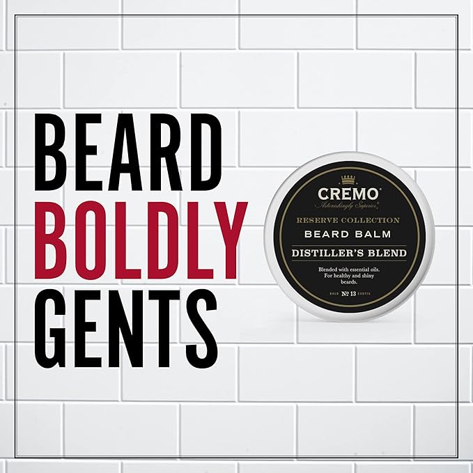 Cremo Styling Beard Balm, Distiller's Blend (Reserve Collection), Nourishes, Shapes And Moisturizes All Lengths Of Facial Hair, 2 Ounce