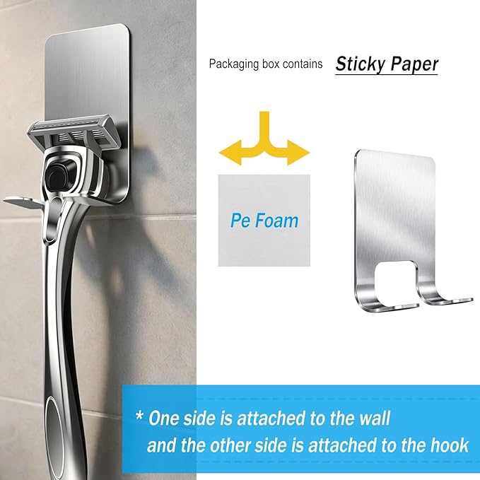 Professional 6-Blade Men's Razor with Lubricating Strip & Precision Trimmer, 45° Pivoting Head, Metal 1 Handle +4 Blade Refills, Includes Cleaning Brush & Wall Mount
