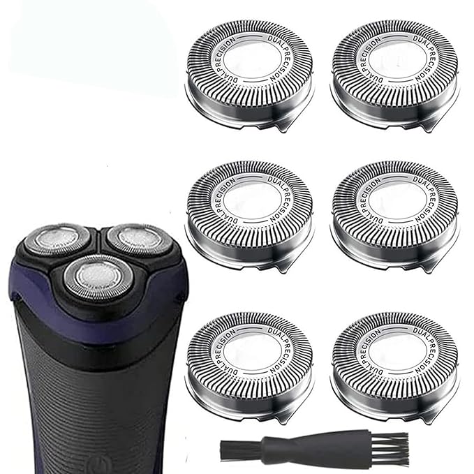 HQ8 Replacement Heads Compatible with Noreclo Electric Shavers, HQ8 Heads Upgraded Razor Replacement Blades Compatible with Shavers Series PT720 AT880 AT810 7800, 6-Pack& Brush