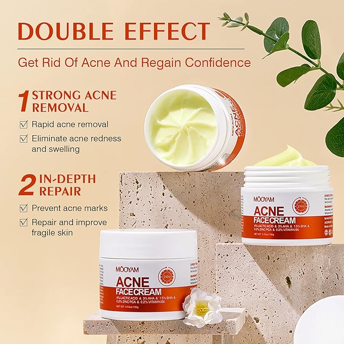 Acne Treatment for Face for Hormonal Cystic Stubborn Acne Cream for Sensitive Skin Teens Adults Women Men Spot Pimple Butt Control Rapid Clearing Breakout Overnight Face Blemish Treatment