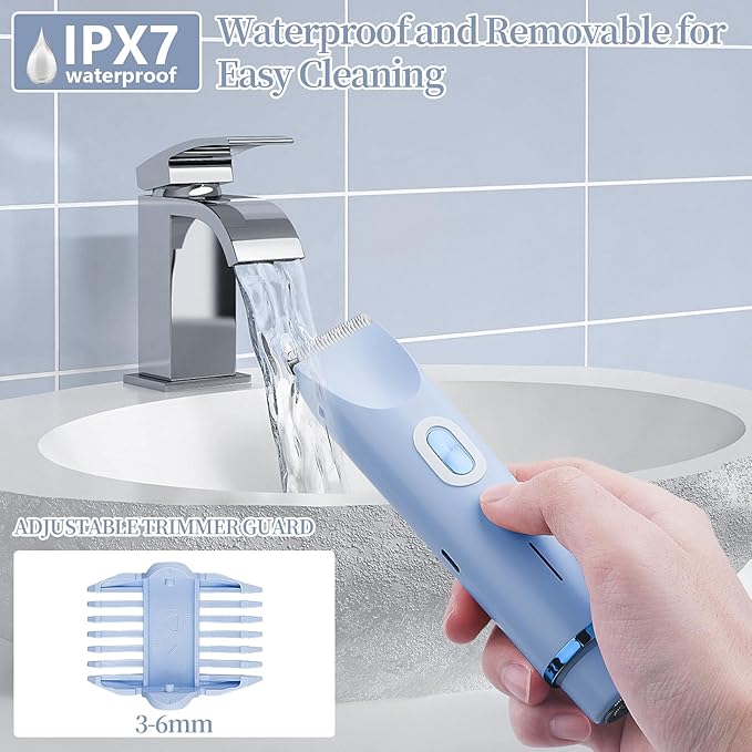 Ladies Electric Razor, 2 in 1 Dual Head Shaver Women, Bikini Trimmer for Women Personal Body Face Leg Arm Hair USB Charge Waterproof Wet and Dry (Blue)