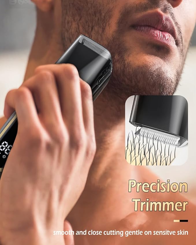 Beard Trimmer for Men Auto-Vaccum, Rechargeable Electric Men Beard Trimmers with 2 Combs, 1-20mm Adjustable Length Dial, Waterproof Cordless Mustache Trimmer for Face, Stubble