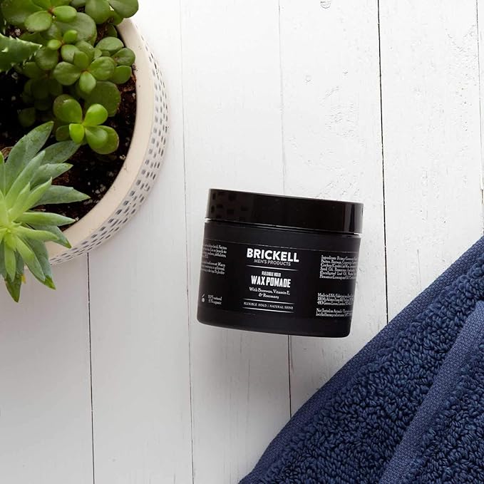 Brickell Men's Products Flexible Hold Wax Pomade for Men, Natural and Organic Irritation Free Natural Shine Hair Styling Product, 2 Ounce, Scented