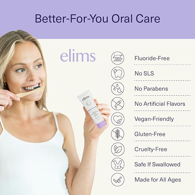 ELIMS Travel Size 10% Nano-Hydroxyapatite Toothpaste Fluoride Free - Xylitol Remineralizing Toothpaste for Whitening Sensitive Teeth - Lavender Vanilla Mint Toothpaste for Adults & Kids 1oz