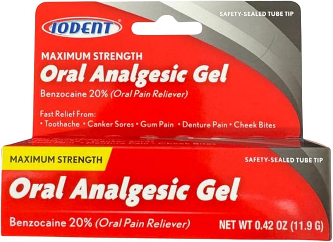 Oral Analgesic Gel – Fast Numbing Oral Pain Relief for Toothaches, Canker Sores, Sore Gums, Mouth Sores, Denture & Cheek Bite – 0.42 OZ (Pack of 1)