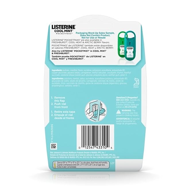 Listerine Cool Mint PocketPaks Portable Breath Strips for Bad Breath, Fresh Breath Strips Dissolve Instantly to Kill 99% of Bad Breath Germs* On-The-Go, Cool Mint, 24-Strip Pack, 12 Pack