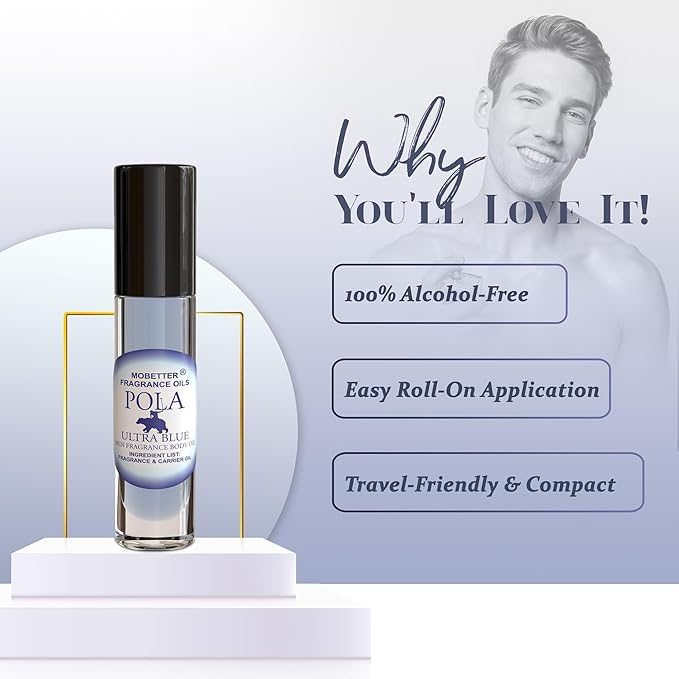 MOBETTER FRAGRANCE OILS Pola Ultra Blue Cologne Body Oil for Men (10ml Roll On)