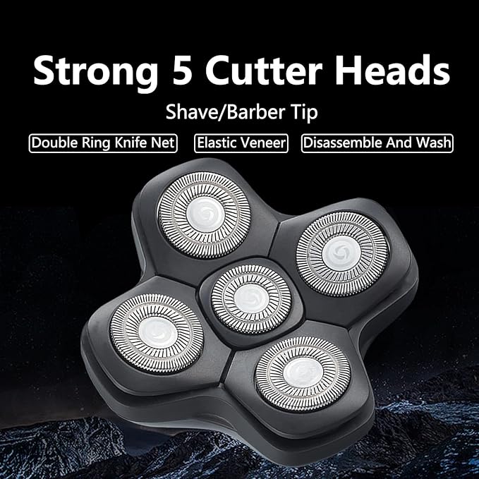 New Upgrade 5 Head Shaver Replacement Heads for Skull Shaver, Pitbull, Palm and Butterfly Kiss Shavers