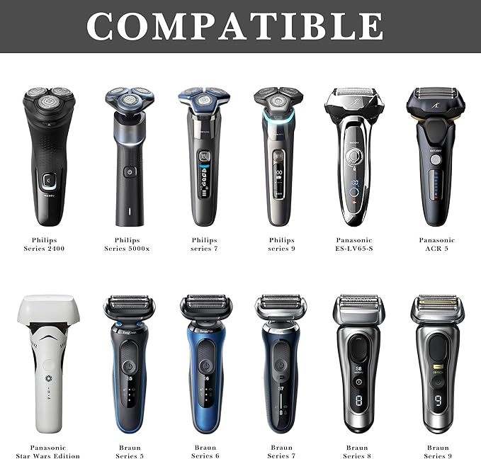 Linkidea Wall Mount Electric Shaver Holder, Self-adhesive Suction Cup Razor Hanger Organizer, Compatible with Philips Shaver 2400, 3000, Series 7, Braun Series 3, 5, 7, 9 (Silver)