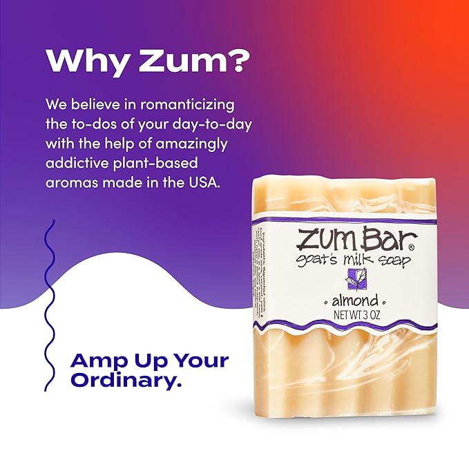 Indigo Wild Zum Goat's Milk Soap Bar - Bar Soap for Hands & Body Made with Essential Oils - 3 oz - Almond (3 Pack)