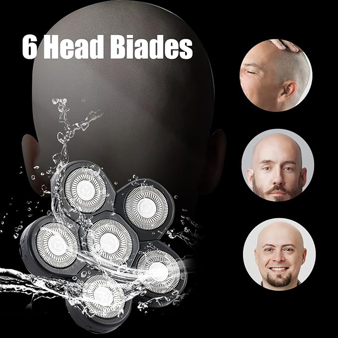 6 Head Shaver Replacement Razor Heads for Many Brands Bald Men's Electric Foil Shaver Replacement,Universal Shaver Replacement Blades for Electric Razor for Men Bald and Face,3Pack