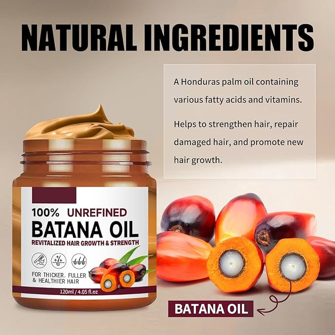 Batana Oil: 100% Pure, Natural Hair Growth Oil for All Hair Types (1 Pcs)