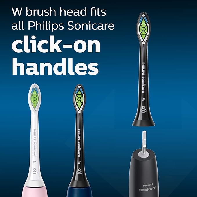 Philips Sonicare W DiamondClean - Genuine Replacement Electric Toothbrush Heads, Black, 2 Pack, HX6062/95