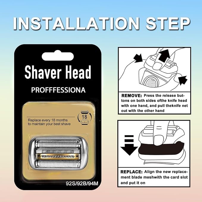 Series 9 Pro 94M Electric Replacement Shaver Head Accessories Shaver Compatible with Braun Series 9 Pro Electric Razors 9290cc, 9291cc, 9370cc, 9376cc, 9293s, 9260s, 9295cc, 9385cc,(Upgraded ver.)