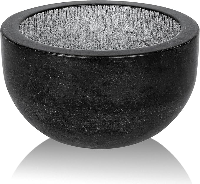 Linkidea Natural Marble Shaving Soap Bowl, Internal Groove Heat Preservation Shaving Bowl, Soap Shaving Bowl Gift for Men, Husband, Boyfriend, Dad (Black), RAC28-02