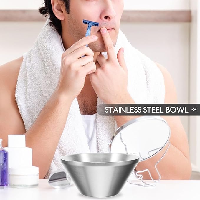 Beaupretty Men Shaving Soap Bowl 12x5.7cm Stainless Steel Reusable Shave Bowl for Beard Care and Shaving Supplies for Household Use
