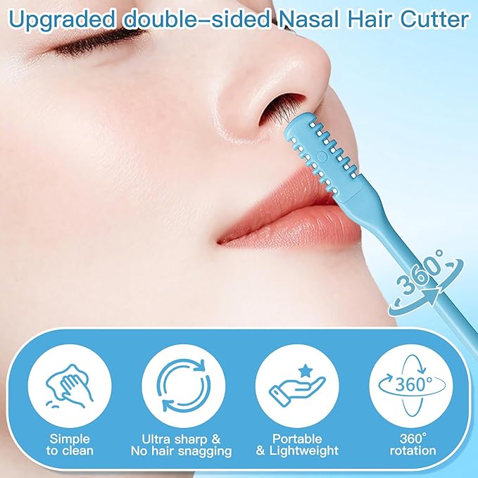 15Pcs 2-in-1 Nasal Hair Cutter,Double Sided Portable 360° Rotating Manual Nose Hair Trimmer Gifts for Men Women - Valenties Easter Mother's Day Father's Day