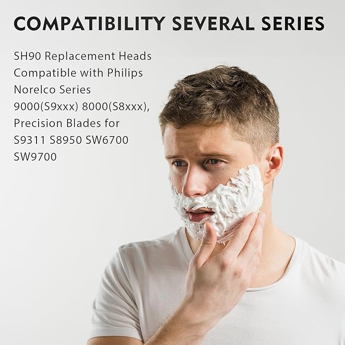 SH90 Replacement Heads Compatible with Philips Norelco Series 9000(S9xxx) 8000(S8xxx), Precision Blades for S9311 S8950 SW6700 SW9700 Razor Replacement Head,9 Pack