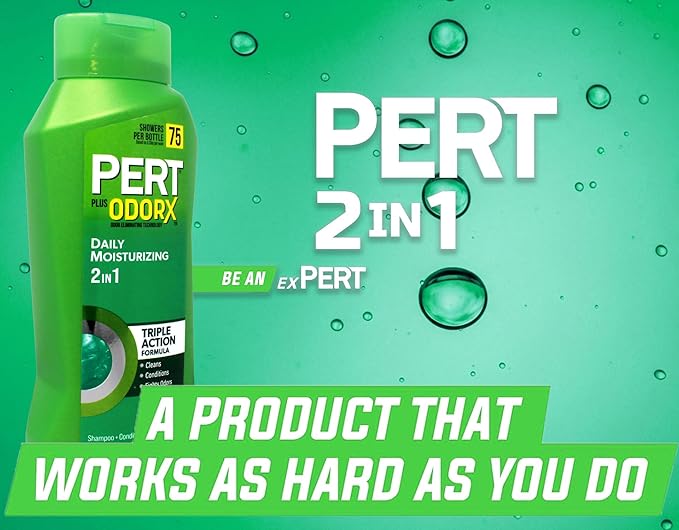 PERT 2 in 1 Complete Clean Shampoo and Conditioner - Mens Shampoo for Daily Use - Hair Conditioner for Men - Removes Dirt, Oil, and Build Up - 4 pc