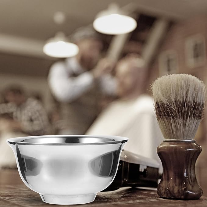 TEHAUX Stainless Steel Shaving Soap Bowl Foaming Cup Barber Shaving Soap Cup for Men Sturdy Lather Bowl Suitable for Home and Professional Use Random Style