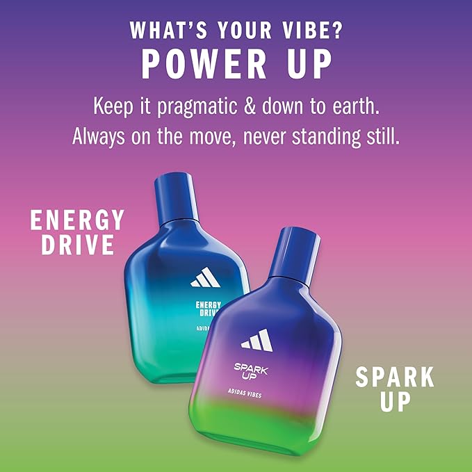 Adidas Vibes Spark Up Eau de Parfum 1.6 fl oz (Pack of 1), Notes of Fruity Floral, Orange, and Black Pepper, Unisex Fragrance, Long Lasting, Sporty Fragrance, Travel Size