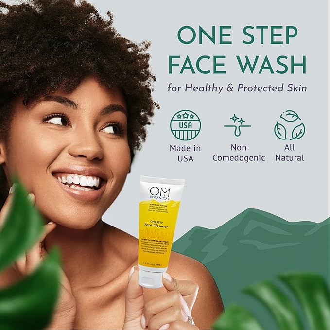 OM Botanical One Step Natural Face Cleanser – Exfoliating, Hydrating & Toning Ayurvedic Cream Cleanser | Organic, Sulfate-Free Face Wash for Radiant Skin | Gentle for Men, Women & Teens