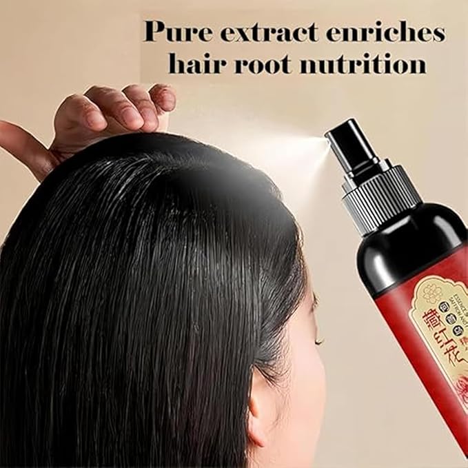 Saffron Hair Blackening Spray, Saffron Hair Spray, 𝐒affron 𝐇air Growth 𝐒𝐩𝐫𝐚𝐲, 𝐒affron Herbal Essence 𝐒𝐩𝐫𝐚𝐲 100ml, Volumizing Thickness Anti-𝐇air Loss (1 Pc)