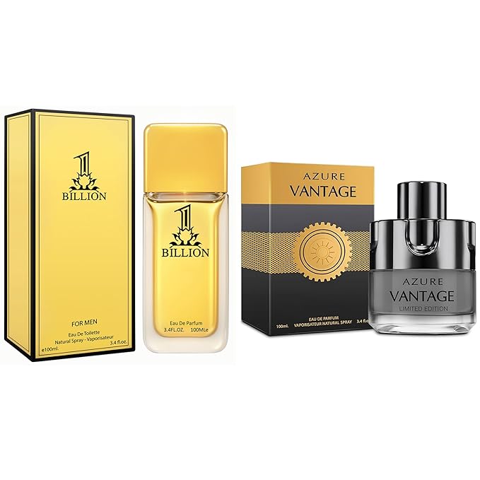 META-BOSEM Men's Perfume Gift Set, EDP, 2 Pack (3.4 oz / 100 mL each), 1 BILLION, Vantage Limited, Warm Spicy & Aromatic Classic, for night out & date night & office days, Long-Lasting, Gift Ready