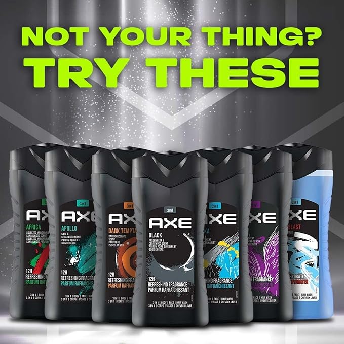 AXE Black- Frozen Pear & Cedarwood Scent 3 in 1 Body wash| Face wash| Hair wash